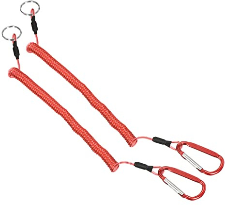 PATIKIL Cordon pour outils de pêche, cordon de sécurité en spirale rétractable avec clip en métal pour bateau, kayak