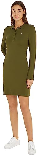 Tommy Hilfiger Mujer Vestido tipo Polo Slim Fit, Verde (Putting Green), 3XL