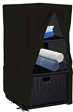 Housse de protection imperméable et résistante pour porte-serviettes de terrasse de 61 cm pour 200 litres en rotin et osier, noir