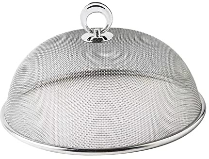 perfk Couvercles de Nourriture de Service d'assiettes Anti-Mouches Couvercle de dôme Alimentaire réutilisable en Acier Inoxydable Couvercles, 30CM