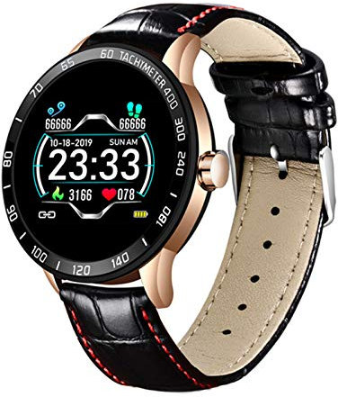 QESTO MAD - Orologio intelligente da uomo, con fascia in acciaio, per cardiofrequenzimetro, per sport, multifunzione, fitness, fitness tracker impermeabile (C)
