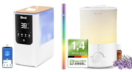 LEVOIT Smart Luftbefeuchter, Warm-/Kalter Nebel max 550 ml/h & Top-Fill Luftbefeuchter 3L mit Nachtlicht