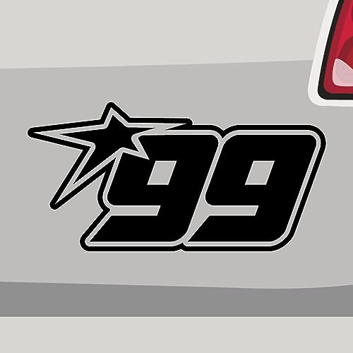 Stickerfreaks Startnummer 99 Aufkleber Track Nine Sticker Ziffer Sieg Auto Bike Decal Vinyl Aufkleber Größe: 10x5cm (S) | Farbe: 70-schwarz | Racenumber Sticker Kleber Deko Tuning Zahl