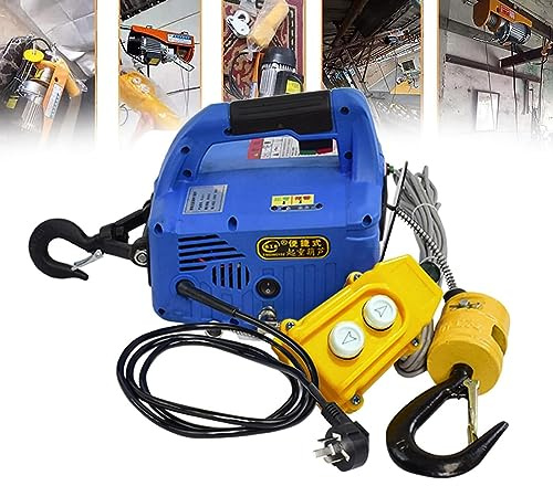 DPQYJPP Treuil Levage électrique 3 en 1, palan électrique avec télécommande Filaire et sans Fil, capacité de 200kg 300kg 500kg, treuil de Grue, Crochet de poulie, Sangle de Levage,Blue-200kg