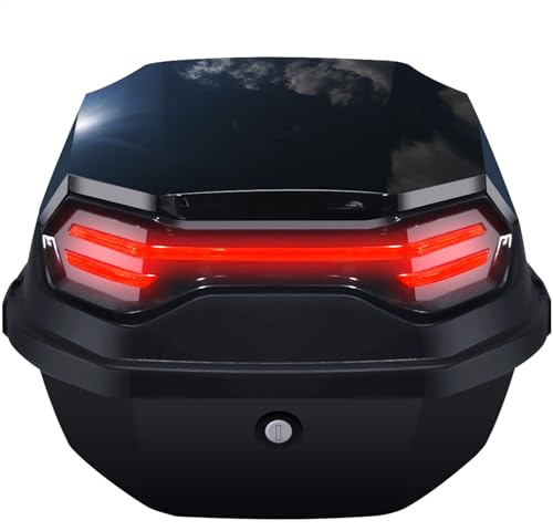 LGVOA Motorradkoffer, Topcase für Roller, Topcase Motorrad mit Sicherheitsschloss, Wasserdicht Helmkoffer für Roller Motorrad Scooter Mofa, mit Installieren Platte (Schwarz)