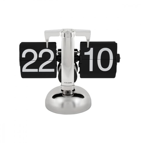Karlsson [DL] Table Clock Small Flip Chrome with Black Flips -