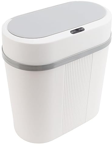 Sorandy Poubelle Intelligente avec Détecteur de Mouvement Automatique, Poubelle Fine et Étroite en Acier Inoxydable, Blanche, 12 Litres, pour Salle de Bain et Cuisine