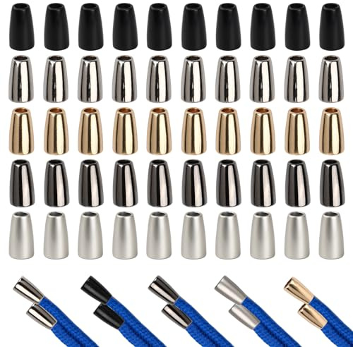 Anseom 50 Stück Metall inloch Kordelenden, Kordelstopper Kordelenden Metall für Schnüre Lanyard Kleidung Rucksack Sportwear Paracord (13x8mm)
