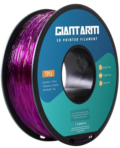 GIANTARM TPU Filament 1,75 mm für 3D-Drucker 1kg, Transparent lila
