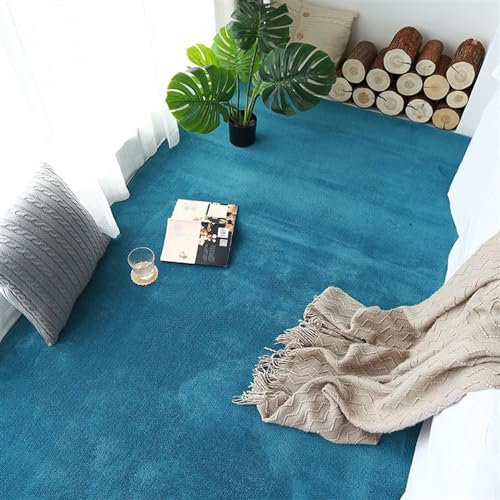 Lifup Teppich Wohnzimmer Schlafzimmer Esszimmer Kurzflor, Flauschig Fellteppich Kunstfell Plüsch Weich Fellimitat, Waschbarer Weiche Teppiche für Wohnkultur Blau 180 x 200 cm