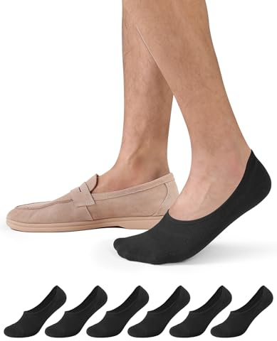 CLOSEMATE Chaussettes Invisibles Homme Femme Socquettes 39-42 43-46 élastiques en Coton 6 Paires Basses Courtes Respirantes Antidérapantes pour Loafers Mocassins Baskets en Blanc Noir Gris