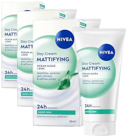 NIVEA Soin de Jour Essentials 24H Hydratation Intense + Matifiant (1 x 50 ml), crème hydratante visage, soin femme & homme enrichi en minéraux et antioxydant (Lot de 3)