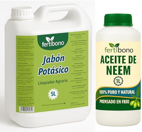 Fertibono - Jabón Potásico y Aceite de Neem - 5L + 1l - Limpieza y Cuidado Natural para Plantas y Jardín - 100% Ecológico y Biodegradable