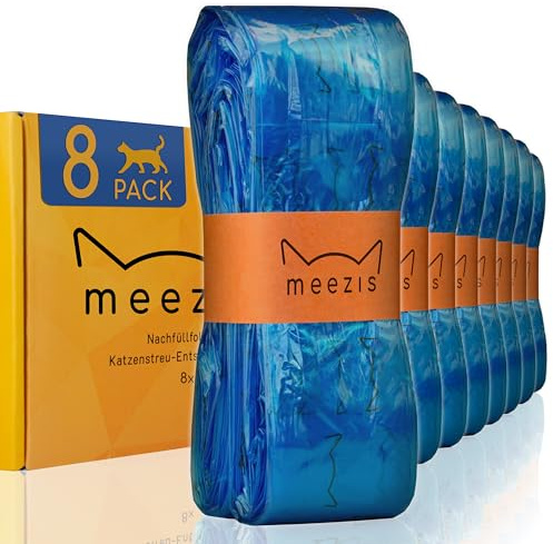 Meezis Refill Film 8-Pack - Compatible with Refill Cassettes for Cat Litter Disposal Buckets; Odour-Proof and Durable Refill Films for Cat Bin (Pack of 8)