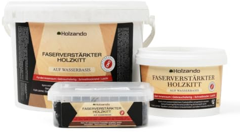 Holzando® Faserverstärkter Holzkitt Extra Stark – Holzspachtelmasse für Holz, OSB & Wände – Holz Reparaturset für Innen & Außen – Fensterkitt, Holzpaste, Wood Filler Eiche 44-250gr
