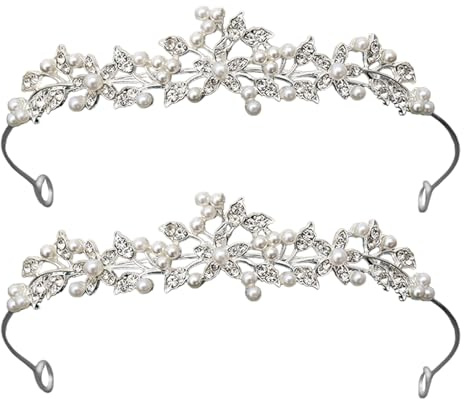 UILYNIU 2 Stücke Krone Damen Tiara, Strass Stirnband, Braut Stirnband Tiara, Strass Kopf Schmuck, Damen Haar Krone, Hochzeit Haarbänder Schmuck, Haarschmuck für Karneval, Party, Urlaub, Feier (2)