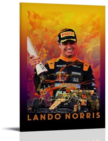 TNERPAR Lando Norris Fanart Poster Peinture décorative sur toile, art mural, pour salon, chambre à coucher, impression d'image murale moderne, décor de salle de famille, 20 x 30 cm
