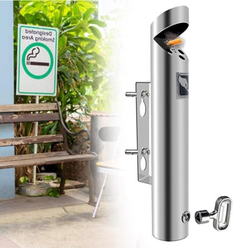 GUODDM Wandaschenbecher Für Draußen, Wandaschenbecher Für Draußen, Wand-Aschenbecher Edelstahl Outdoor Zigaretten-Aschenbecher Creative Public Smokeless Ash Tray Smoking Receptacles Abschließbar(S1)