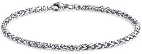 Gamtic Armkette Herren Edelstahl Dünnes Armband - Herren Armband Dünne Kettenarmband Cuban Link Armband Kubanisches Gliederarmband Figaro-Seilarmband Geschenke Männer (BR-800S-21-3)