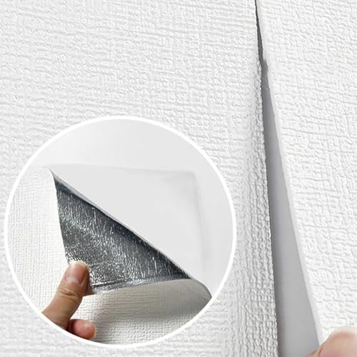 Trafagala 3mm Thicken Plain White Wallpaper 3D Wall Panels Self Adhesive Embossed Wallpaper Peel and Stick Textured Wallpapers Waterproof Pe Foam for Kitchen Living Room Kids Bedroom Ceilings Bathroom