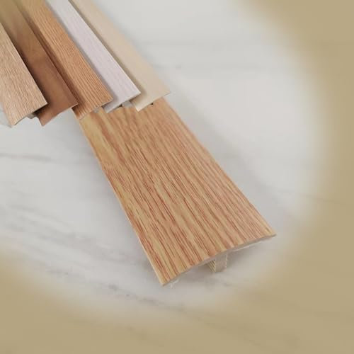 GSKFXJ Flache Türschwellenstreifen PVC Selbstklebend Übergangsleiste Boden T-Form Für Türschwellen Und Verbindungsböden, Vinyl Laminat Boden Abdeckleiste(Light Oak)