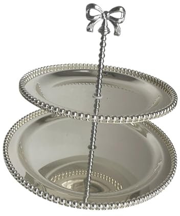 LOVIVER Supporto per Cupcake, Porta Torta a 2 Piani, centrotavola, Supporto per Dessert, Decorazione da Tavolo per Feste, Compleanni, tè pomeridiano, Argento