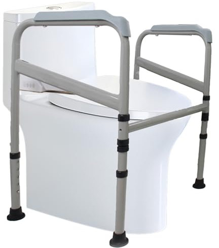 Rehausseur WC Adulte avec Accoudoir,Barre d'Appui WC, Rehausseur Toilette Adulte, Cadre Toilette Réglable, Accoudoir de Toilettet Barre d'Appui WC