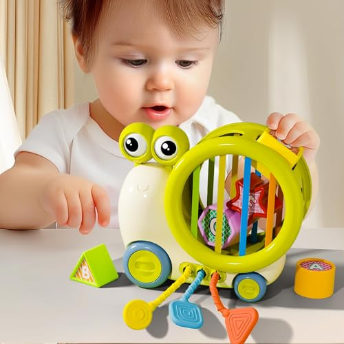 Goujfol Juguetes de Habilidades Motoras para Bebé, Juguetes Sensoriales de Clasificación de Forma de Bebé, Juegos Montessori para Baby 1 2 3 Años