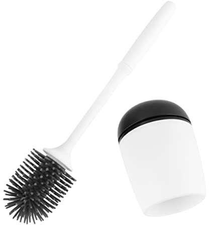 GRIRIW Balayette De Toilette Silicone avec Support Mural Noir De Nettoyage Pratique pour Salle De Bain