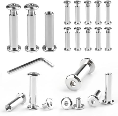 12 viti a manicotto M6 x 30, viti di collegamento, viti M6 x Φ8 mm, manicotto filettato in acciaio inox A2 V2A, raccordo per armadi, connettori per mobili (M6 x 30 cm)