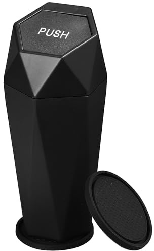 Cabilock Juego de Posavasos y Bote de Basura para Coche Negro con Tapa de Plástico Capacidad 550ml, Adecuado para Organizar el Interior del Automóvil