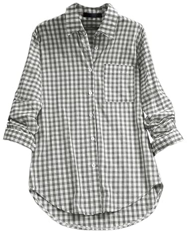 Uwdiohq Camisa Vintage De Manga Larga con Solapa A Cuadros para Mujer Camiseta Halloween Volantes Camisetas Vestir Blusas Verano Elegantes Blusa Fiesta Invierno Ladies T Shirts 2026