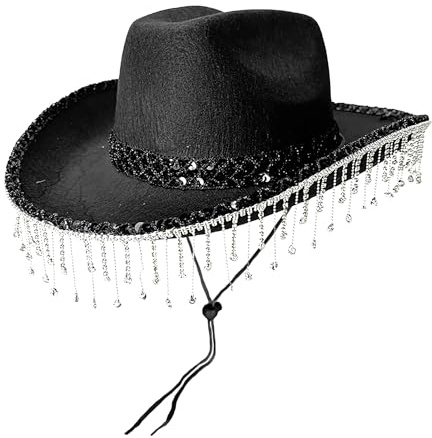 Generisch Erwachsene Eurovision Diamanté Cowgirl Hut, Rosa Cowboyhut Mit Strass Rand, Western Hats Für Maskerade, Bling Glitter Cowgirl Accessoire Für Party -Kost