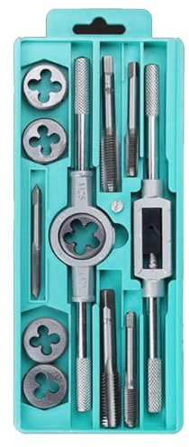 TsoLay Juego de Llaves Autorroscantes con Rosca M3-, Juego de Machos de Roscar y Terrajas Métricos, Herramientas de Ferretería para Taladros de Roscar Manuales, 12 Piezas