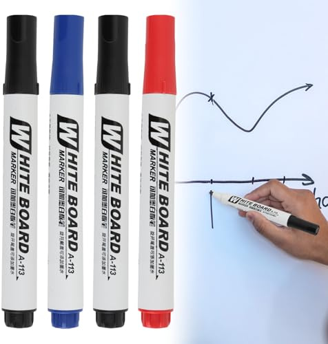 Pennarelli Indelebili 4 Colori, Pennarello Nero per Tessuti, Pennarelli Punta Grossa 5 mm, Pennarelli Lavagna Bianca Cancellabile, Pennarello Indelebile, Pennarello Permanente per Legno Metallo Vetro