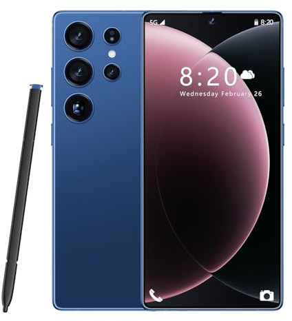 ULUCAN S26 Ultra Smartphone, 16GB RAM 1TB ROM Mobile Phones, Sim-Free Unlocked Mobile Phones, 7.3 Large Screen Cheap Cellphones, Triple Camera, Bluetooth Wifi Fm,Dark Blue-1TB