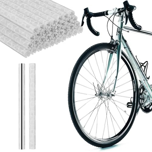 36Pcs Reflective Spoke Covers for Bicycle, 360° Visibility 2.9Inch Bike Spoke Reflectors for Night Riding, Bike Wheel Reflector Tube Reflective Spokes Skins Wheel Decoration Reflectors （White）