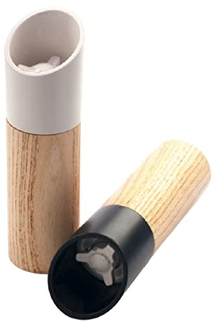 Peosaard Macinaspezie Regolabile, Set Macinapepe Macina Sale Dispenser per Agitatori di Spezie con Ruvidità Regolabile 2 Pezzi, Shaker per Grani di Pepe