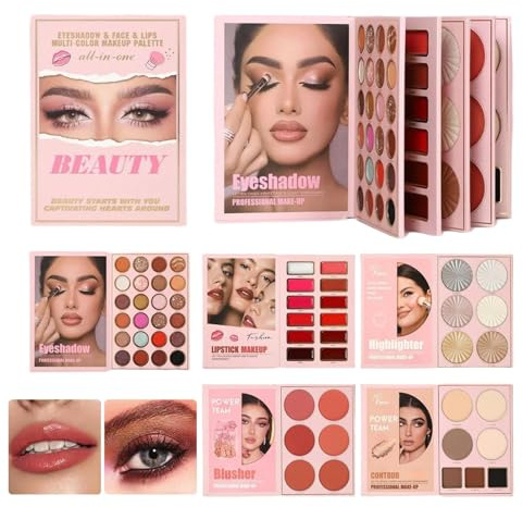 Palette Per Il Trucco Del Viso – Kit Per Contorni Illuminanti Con Rossetto Sfumabile A Lunga Tenuta Dal Design Compatto | Set Di Cosmetici Versatile Per Ragazze, Adolescenti, Compleanni, Feste Di