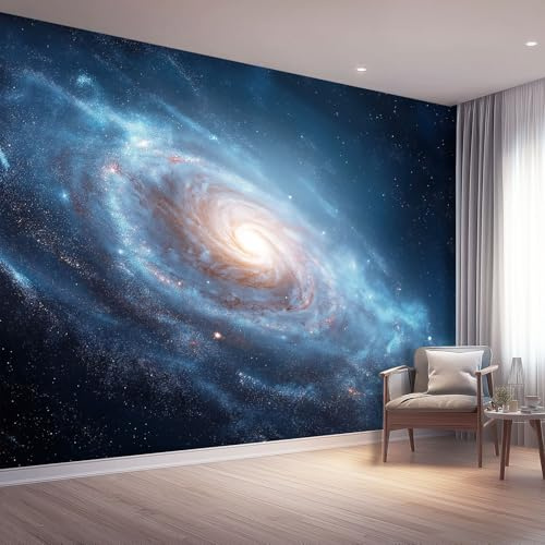 Tapete Vliestapete Schlafzimmer Wohnzimmer Hintergrund Tapeten Blau Fototapete Fotografie Weltraum Galaxie Texturen Mustertapete, 3d Effekt Kinderzimmer TV Hintergrund 200 x 140 cm