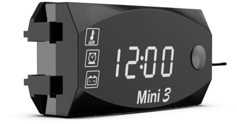 SweetSerenade Voltmètre à Écran LCD Étanche IP67 Horloge Numérique pour Moto Scooter Voiture Bateau Thermomètre Lumière Blanche