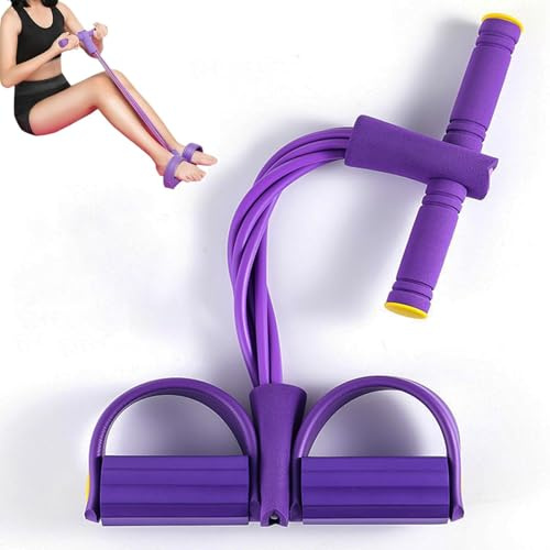Corde De Tension Multifonction, Bande De Resistance Fitness, 4 Tubes Qualité Latex Elastique Musculation，Pédale Bande de Résistance Elastique, pour Abdominaux, Bras, Jambes, Minceur Yoga Sport Maison