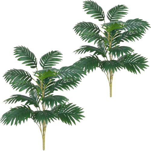 Fairblo 2 Piezas Palmera Artificial Decorativa con 21 Hojas de Palma 75 cm