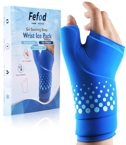 Fefod Pack de glace pour poignet, Réutilisable Gant de glace de compression | Poche de Gel Chaud Froid pour Main, thérapie par chaud et froid pour Doigts Soulager Douleur Arthrite Tendinite Canal Carpien