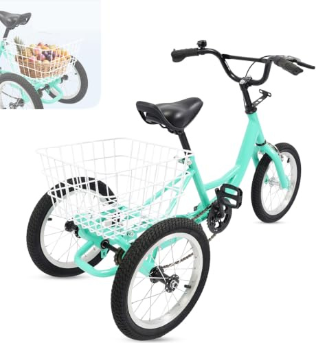 CHIMHOON 14 Inch Children's Tricycle with Shopping Basket Max. 50kg | Single-Speed Tricycle/Children’s Bike With Rear Lights, Adjustable Saddle, Suitable for children aged 5 to 6