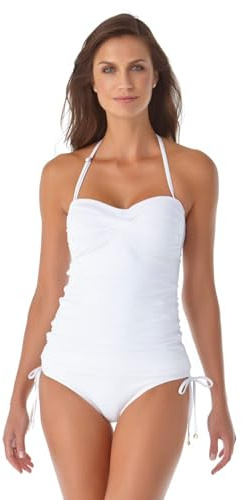 Anne Cole Tankini Bandeau froncé torsadé sur Le Devant pour Femme, Blanc, XS