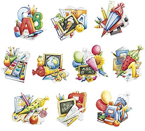 Ideen mit Herz 3-D Motive, ausgestanzt, ca. 7-10 cm, 10 Stück im Beutel | Bilder zum Basteln & Dekorieren | Grußkarten selber machen | Bildmotive für Scrapbooking & DIY-Deko (Einschulung)