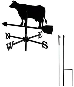 Déof Girouette Vache Petit modèle + Mât à Planter