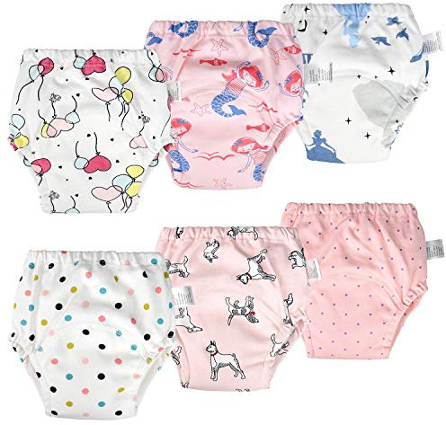 Mutandine di Apprendimento Bambino Mutandine per Allenarsi al vasino Impermeabili Puro Cotone Confezione da 6 Rosa