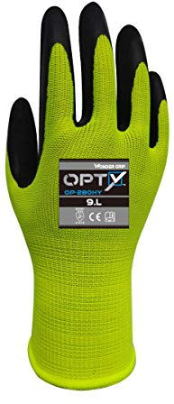 Wonder Grip OP-280HY Opty - Arbeitshandschuhe mit Latexbeschichtung, Latex-Montagehandschuh, Arbeitsschutzhandschuhe, Anti-Rutsch, gr M / 8 Gelb